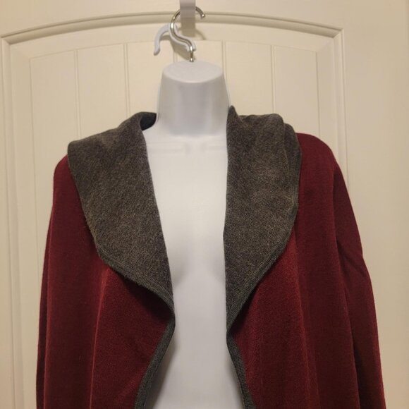 BNCI Blanc Noir Maroon and Grey Wool Blend Hooded Cardigan - Picture 1 of 11